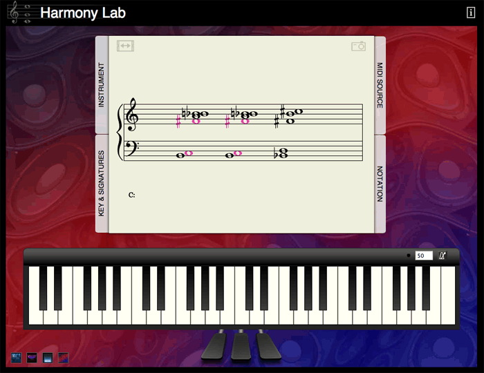 Screenshot of the Harmon app depicting notation and keyboard
